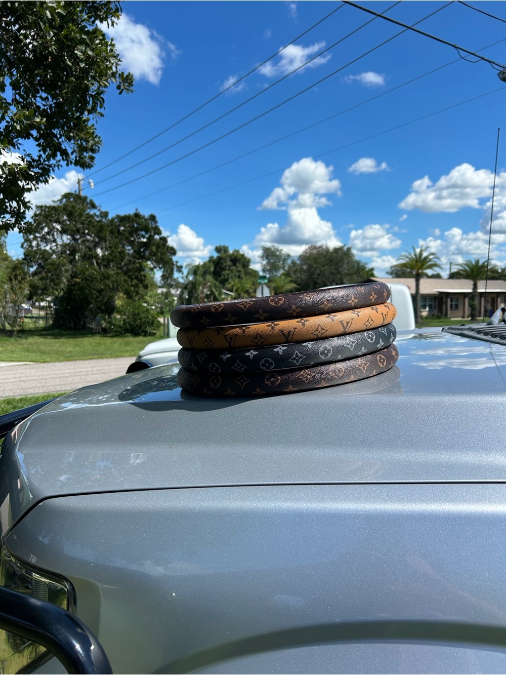 Louis Vuitton Monogram Steering Wheel Covers in Brown and Tan and black